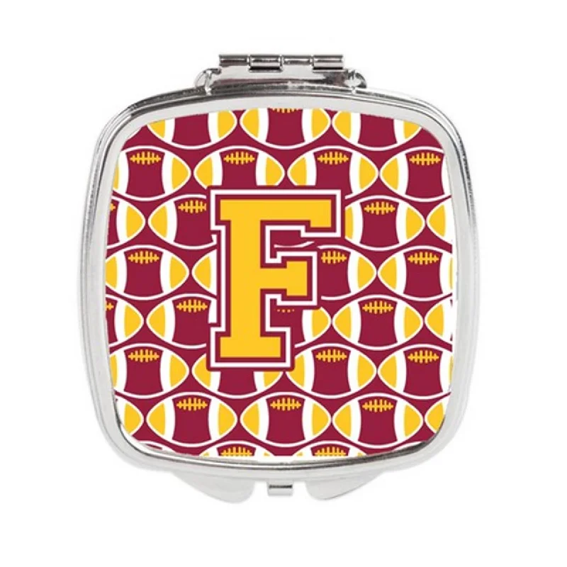 Carolines Treasures CJ1081-FSCM Letter F Football Maroon & Gold Compact Mirror