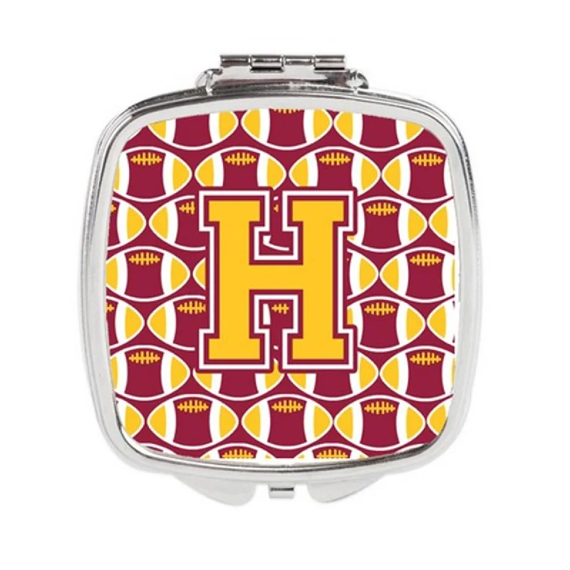 Carolines Treasures CJ1081-HSCM Letter H Football Maroon & Gold Compact Mirror