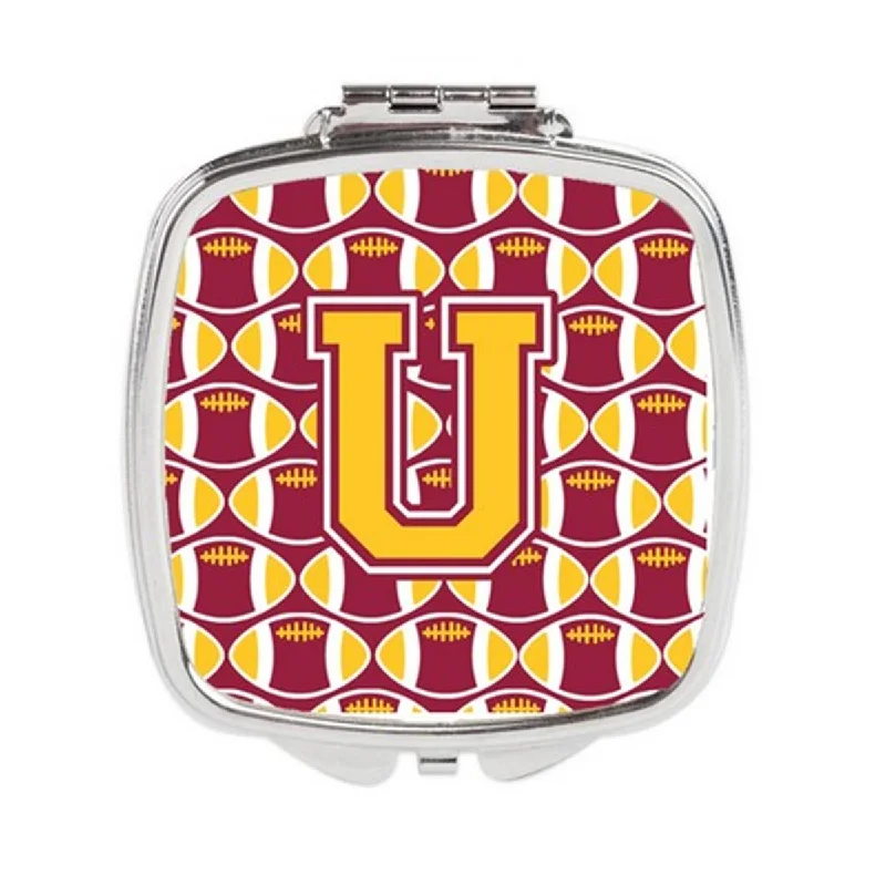 Carolines Treasures CJ1081-USCM Letter U Football Maroon & Gold Compact Mirror