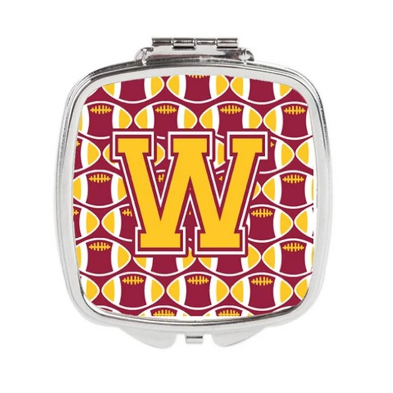 Carolines Treasures CJ1081-WSCM Letter W Football Maroon & Gold Compact Mirror