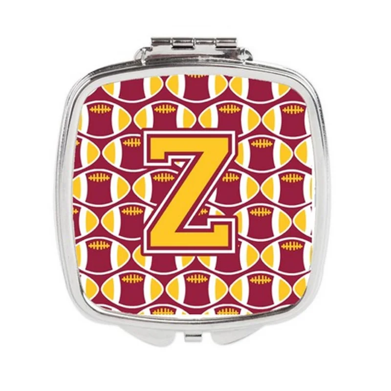 Carolines Treasures CJ1081-ZSCM Letter Z Football Maroon & Gold Compact Mirror