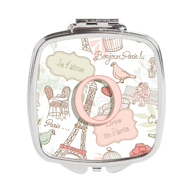 Carolines Treasures CJ2002-OSCM Letter O Love in Paris Pink Compact Mirror