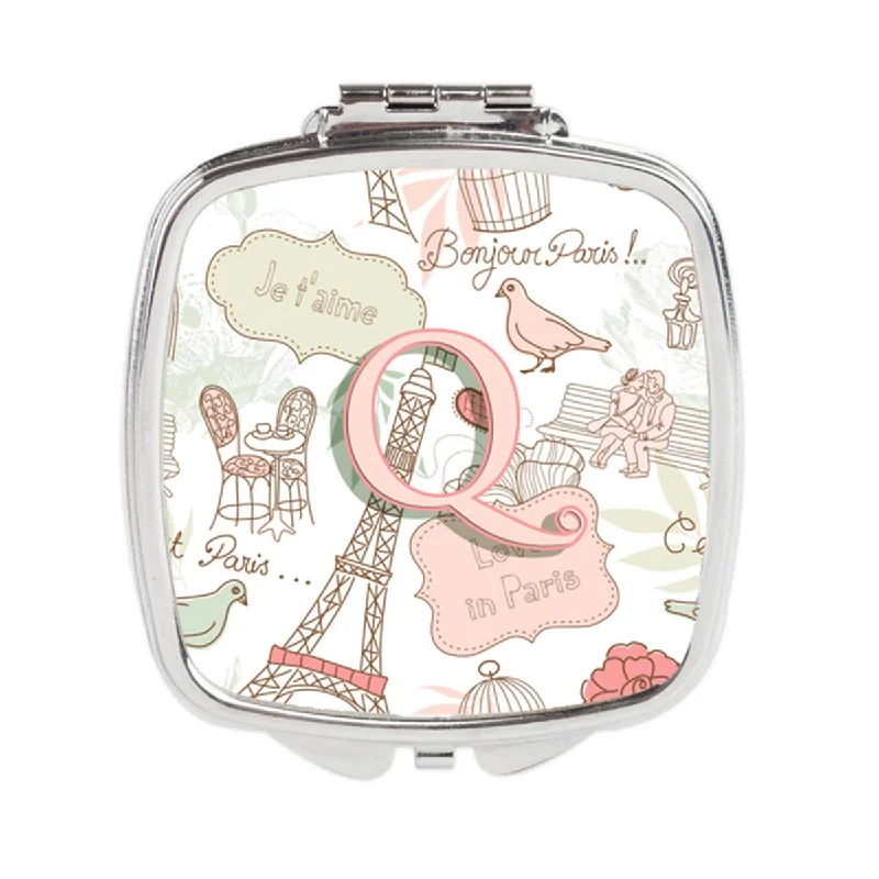 Carolines Treasures CJ2002-QSCM Letter Q Love in Paris Pink Compact Mirror