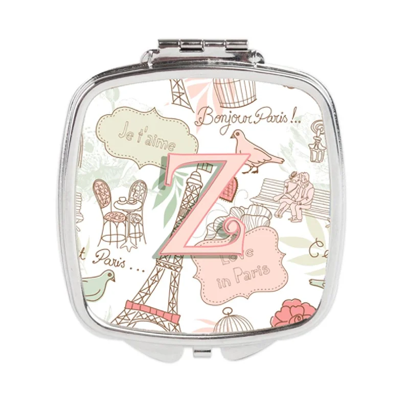 Carolines Treasures CJ2002-ZSCM Letter Z Love in Paris Pink Compact Mirror