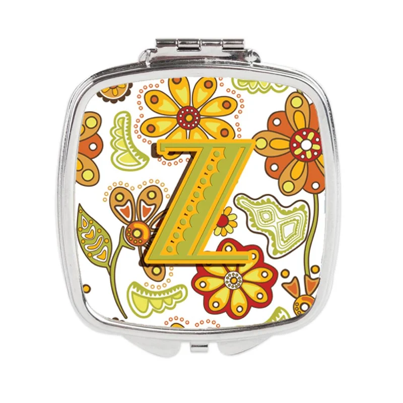 Carolines Treasures CJ2003-ZSCM Letter Z Floral Mustard & Green Compact Mirror