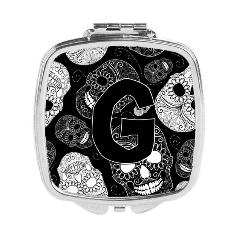 Carolines Treasures CJ2008-GSCM Letter G Day of the Dead Skulls Black Compact Mirror