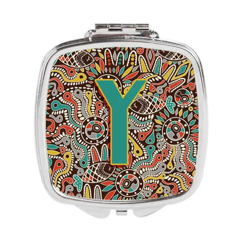 Carolines Treasures CJ2013-YSCM Letter Y Retro Tribal Alphabet Initial Compact Mirror