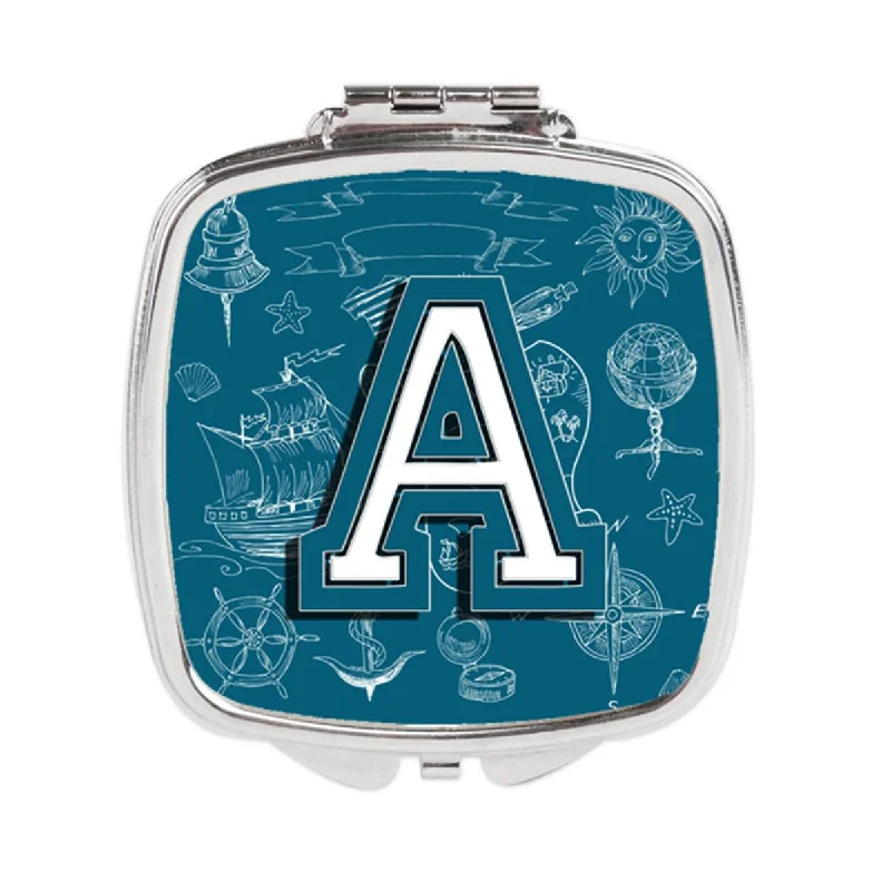 Carolines Treasures CJ2014-ASCM Letter a Sea Doodles Initial Alphabet Compact Mirror