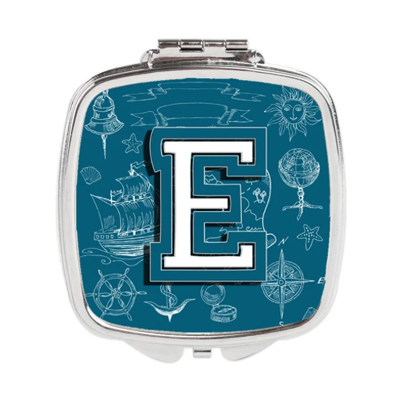 Carolines Treasures CJ2014-ESCM Letter E Sea Doodles Initial Alphabet Compact Mirror