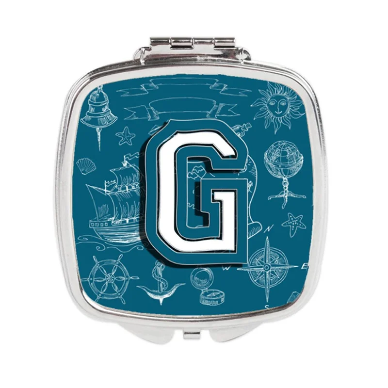 Carolines Treasures CJ2014-GSCM Letter G Sea Doodles Initial Alphabet Compact Mirror