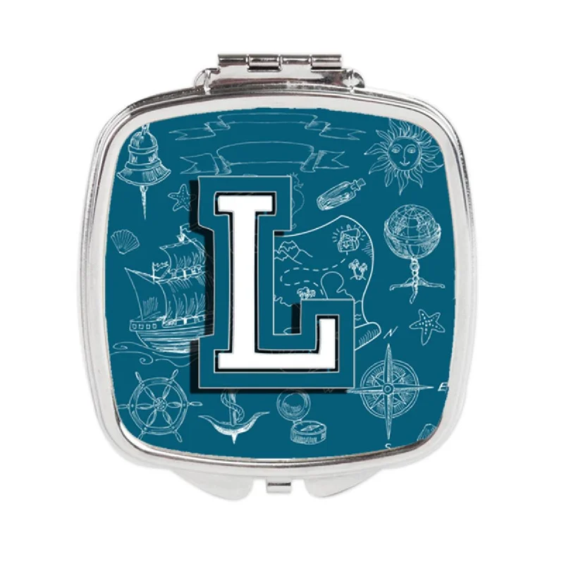 Carolines Treasures CJ2014-LSCM Letter L Sea Doodles Initial Alphabet Compact Mirror