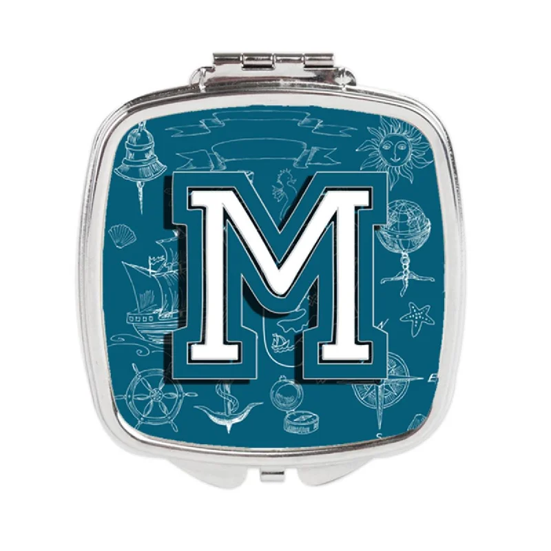 Carolines Treasures CJ2014-MSCM Letter M Sea Doodles Initial Alphabet Compact Mirror