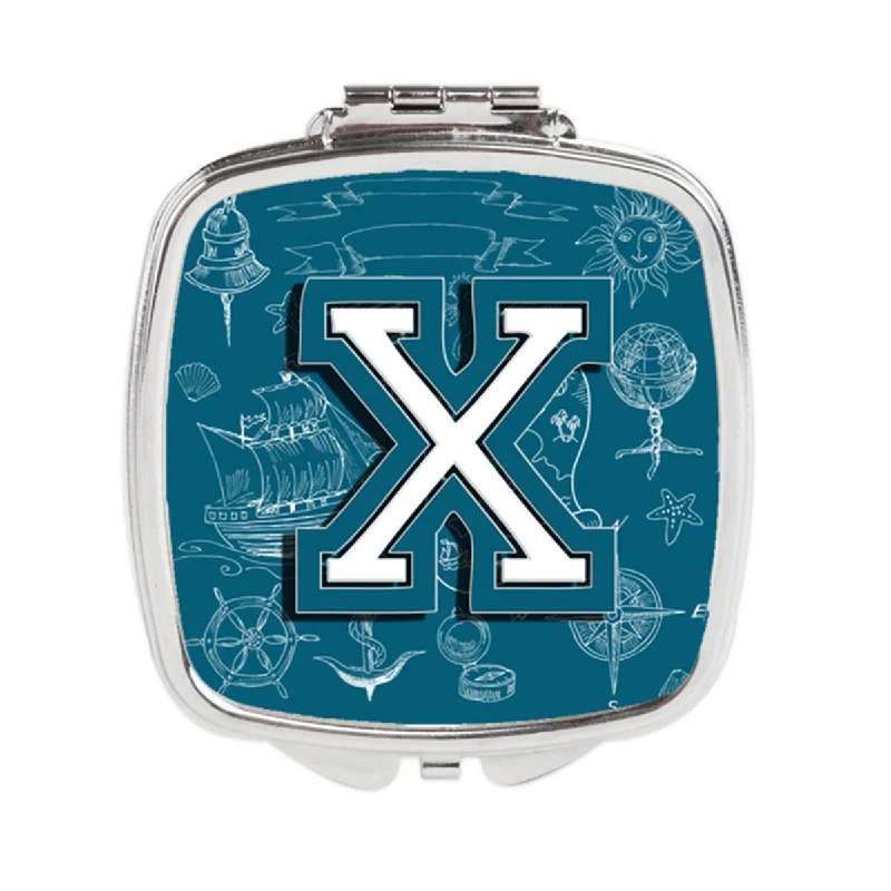 Carolines Treasures CJ2014-XSCM Letter X Sea Doodles Initial Alphabet Compact Mirror