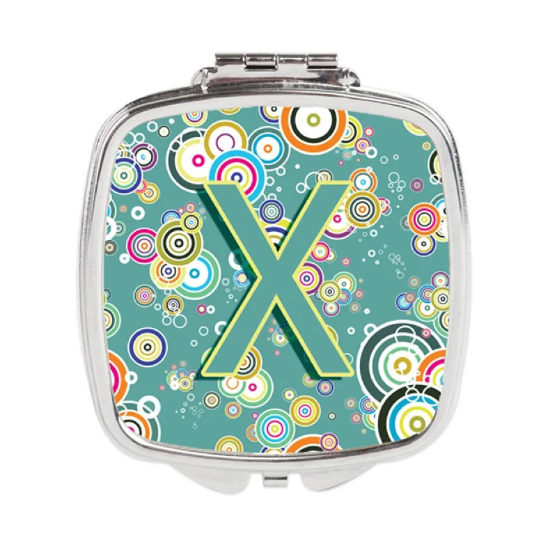 Carolines Treasures CJ2015-XSCM Letter X Circle Circle Teal Initial Alphabet Compact Mirror