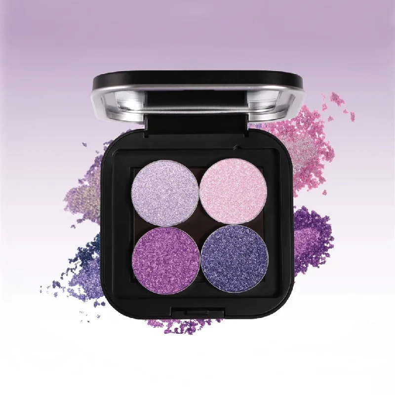 DE'LANCI Love Purple 4-Color Polarized Holographic Eyeshadow Palette T4227