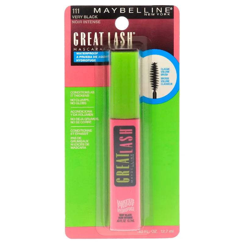 Great Lash Waterproof Mascara - 111 Very Black by Maybelline for Women - 0.43 oz Mascara