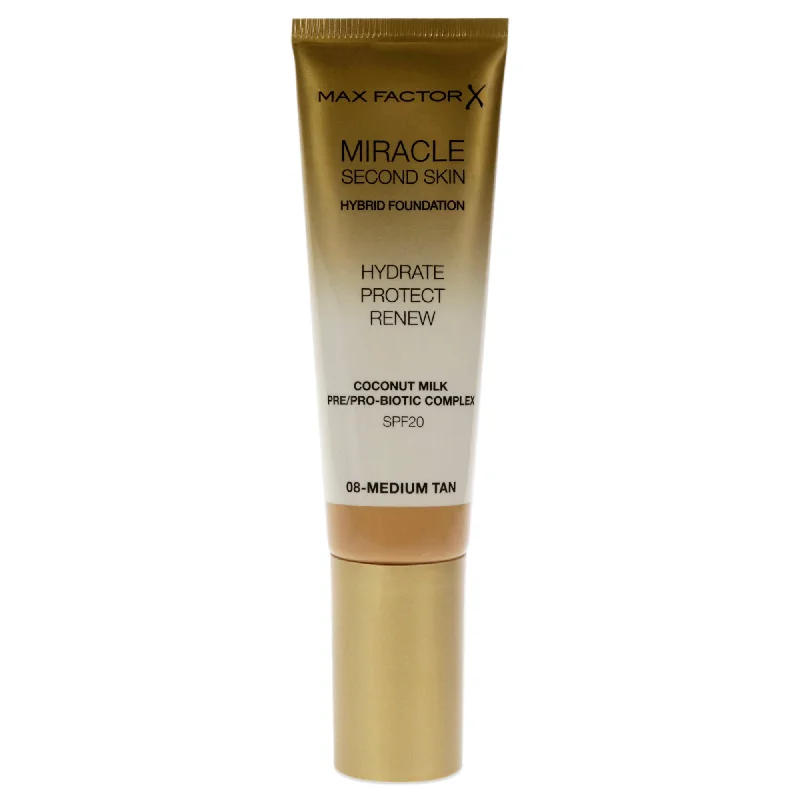 Max Factor Miracle Second Skin Foundation SPF 20 - 08 Medium Tan For Women 1.01 oz Foundation