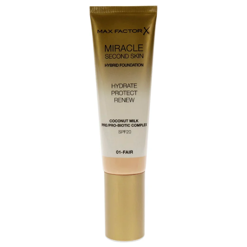 Miracle Second Skin Foundation SPF 20 - 01 Fair by Max Factor for Women - 1.01 oz Foundation