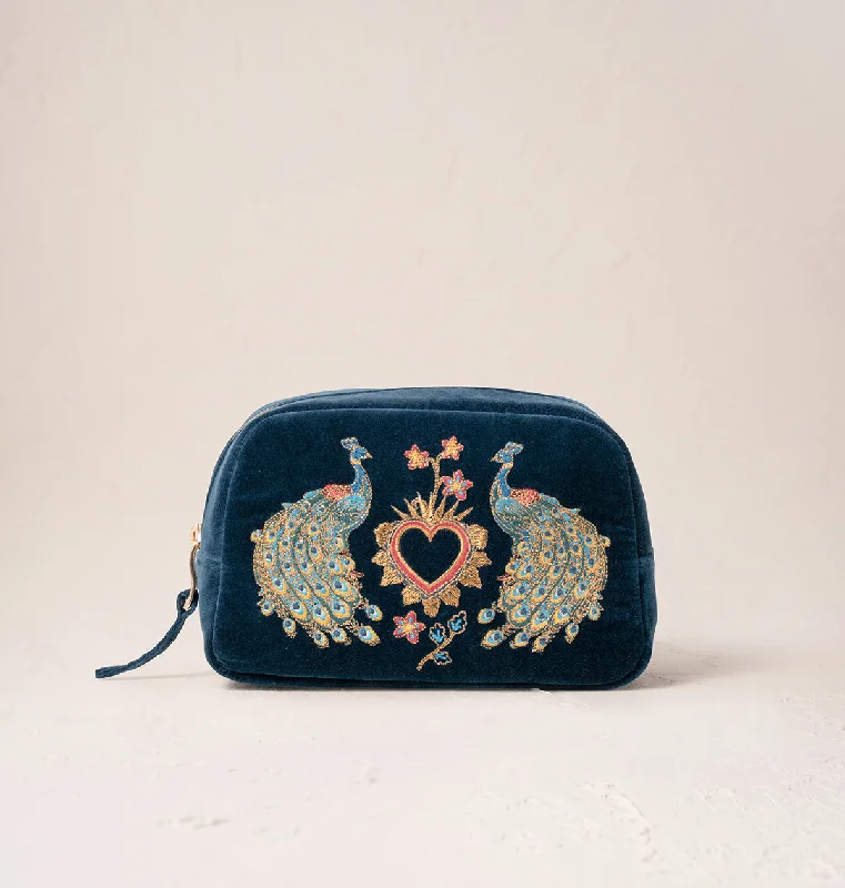 Peacock Floral Makeup Bag