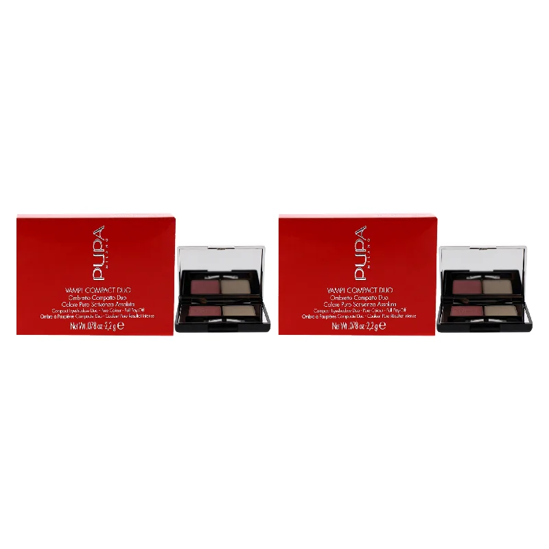 Vamp! Compact Duo Eyeshadow - 001 Rose Perlage by Pupa Milano for Women - 0.078 oz Eye Shadow - Pack of 2