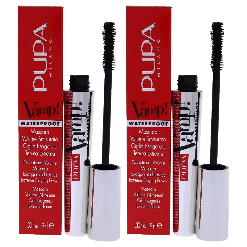 Vamp! Waterproof Mascara - 001 Extra Black by Pupa Milano for Women - 0.30 oz Mascara - Pack of 2