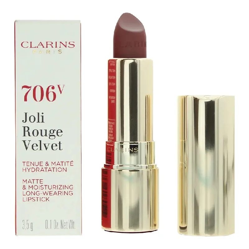 Clarins Joli Rouge Velvet Matte  Moisturizing Long Wear 706V Fig Lipstick 3.5g