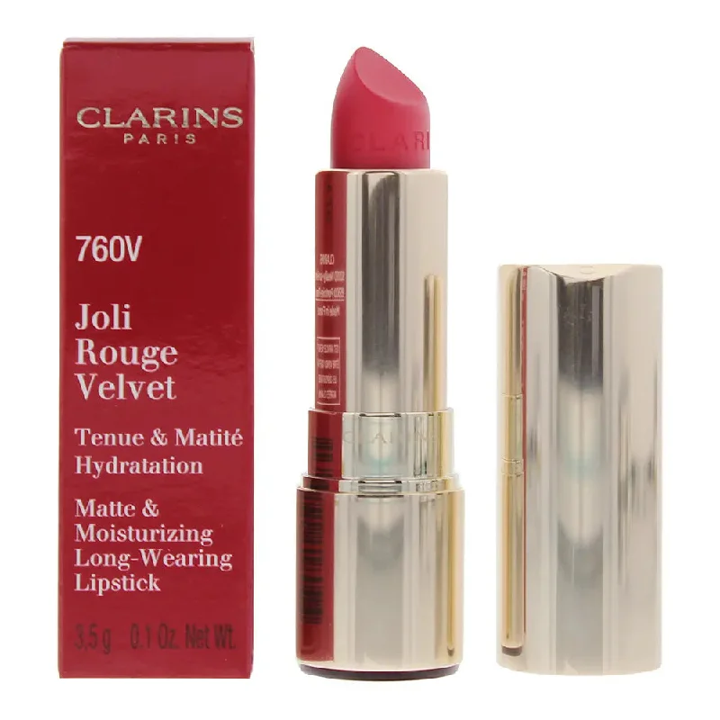 Clarins Joli Rouge Velvet Matte Moisturizing Long Wearing Lipstick 760V Pink Cranberry 3.5g