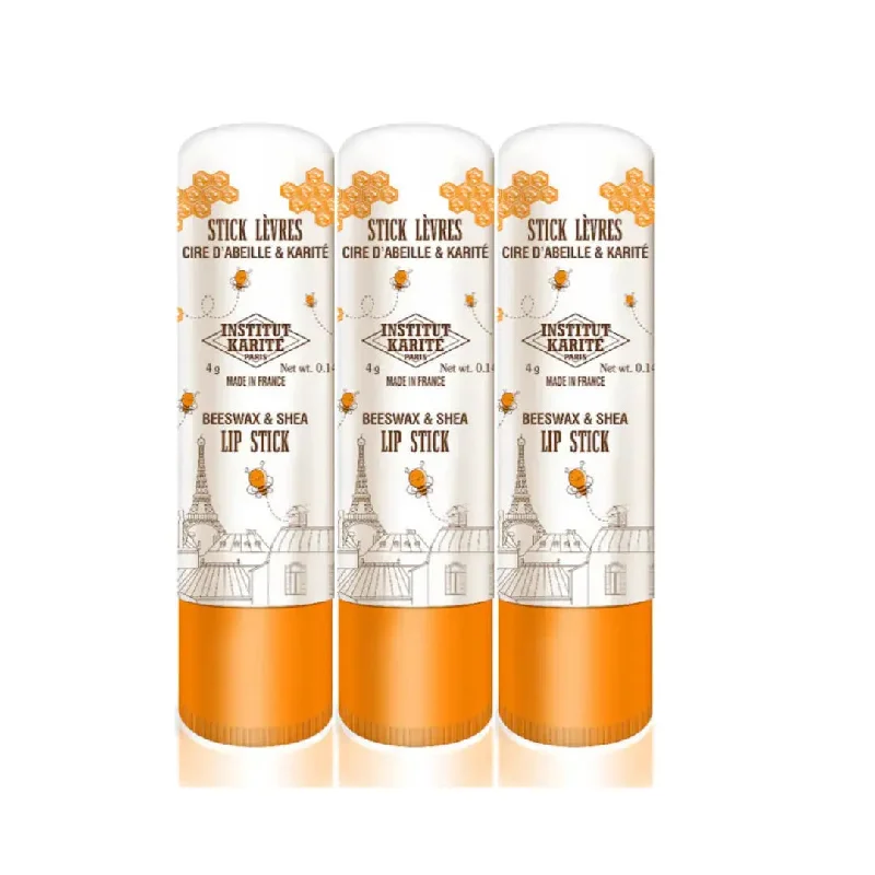 Institut Karite Shea Lip Balm Beeswax & Shea 4g Pack of 3