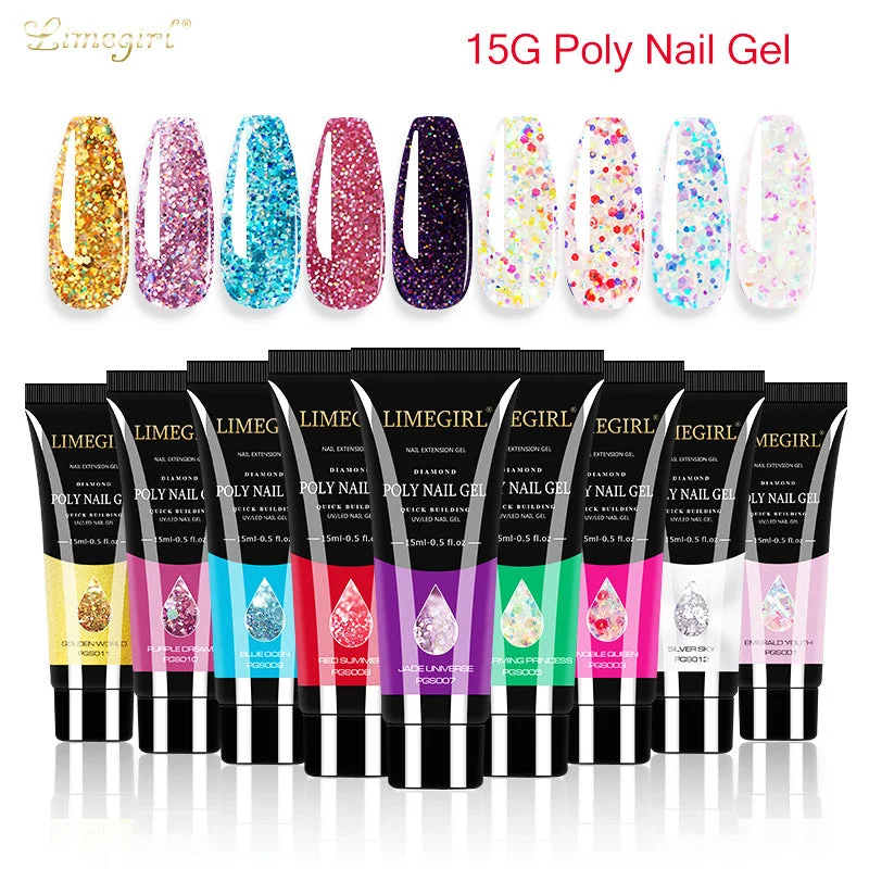 style: PJS001 - 12 Color Nail Art Glitter Powder Extension Gel Nail Art Sequin Extension Gel Painless